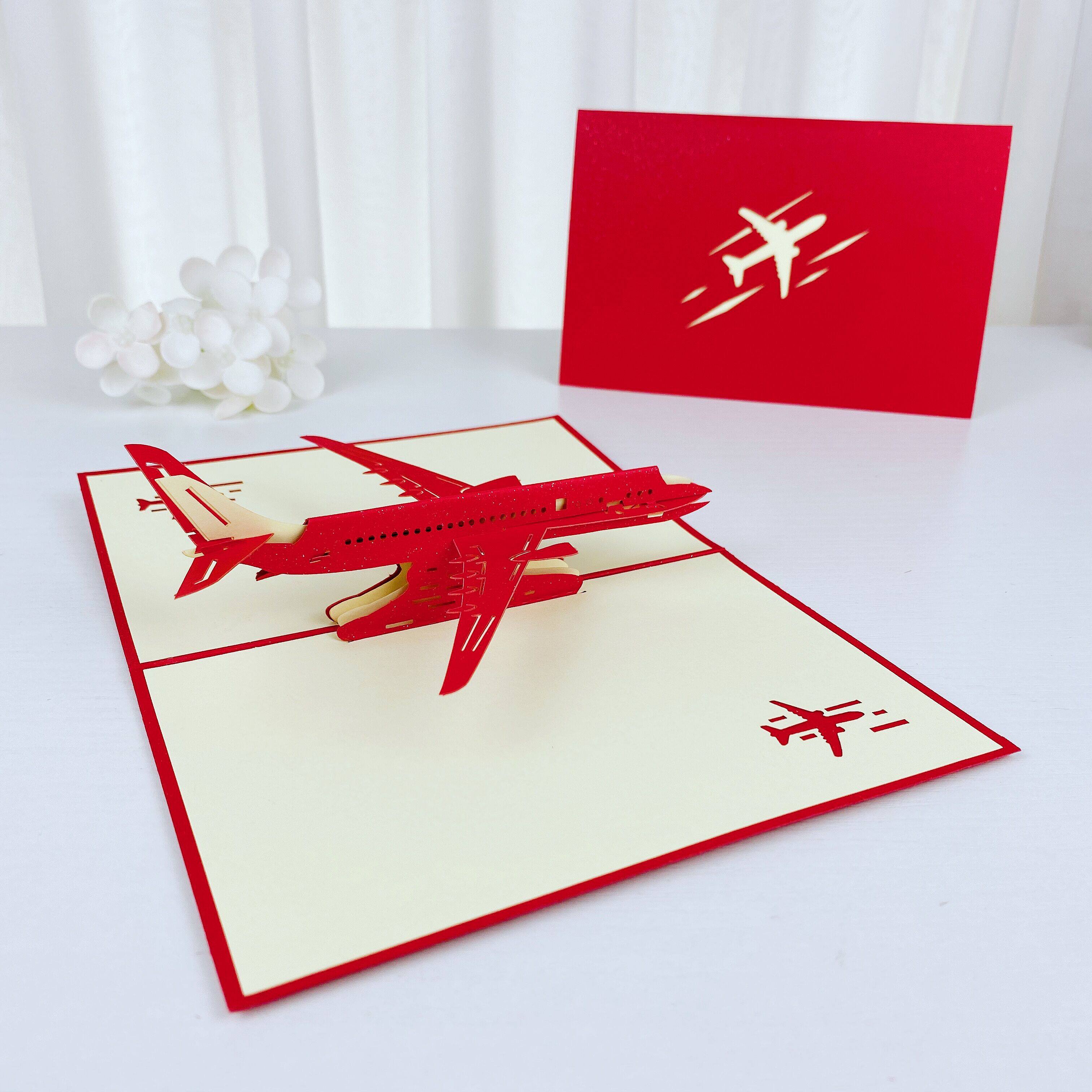 梦想飞机立体贺卡剪纸雕刻镂空滑翔机男孩男孩儿贺卡