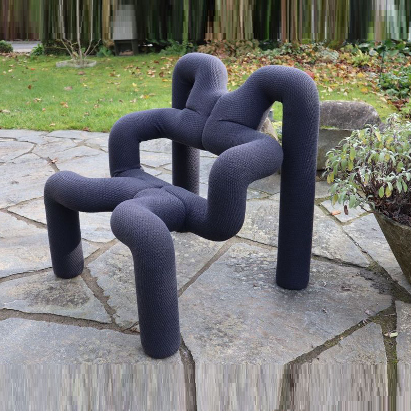 北欧设计师蜘蛛样板房家用网红色彩艺术金属水管椅子