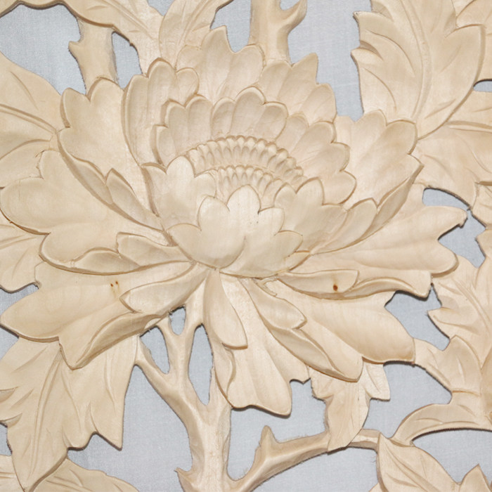 东阳木雕竖屏挂件中式客厅背景墙装修牡丹牡丹花木雕