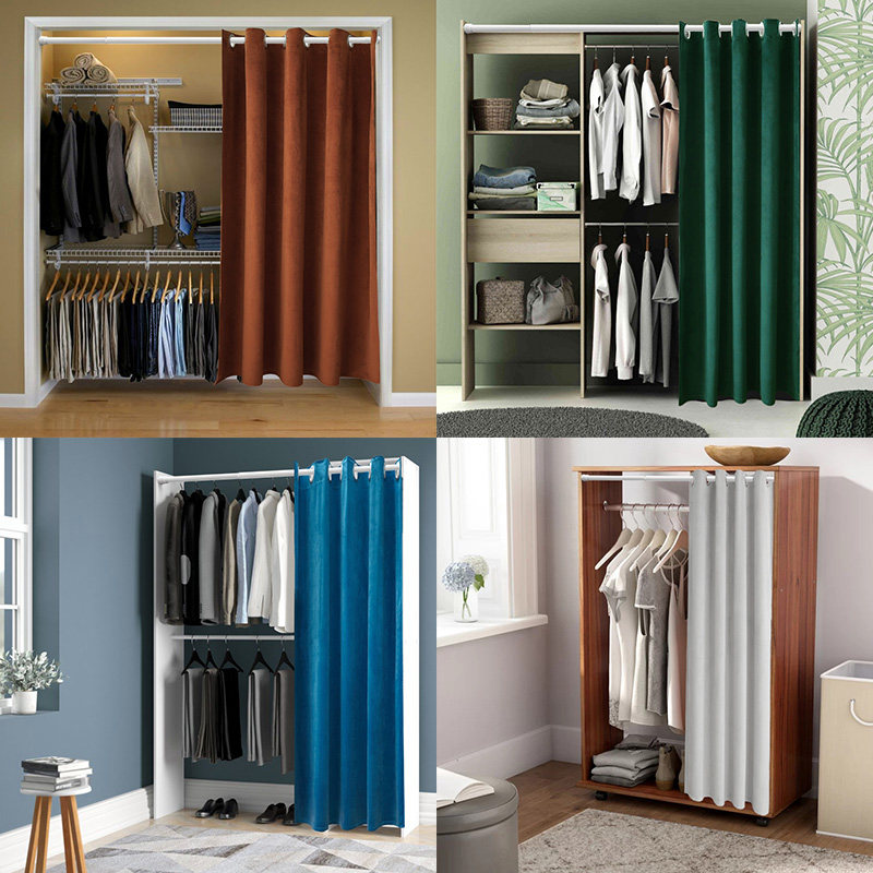 开放式衣帽间防尘遮挡衣柜门帘轨道柜子拉帘布帘门帘