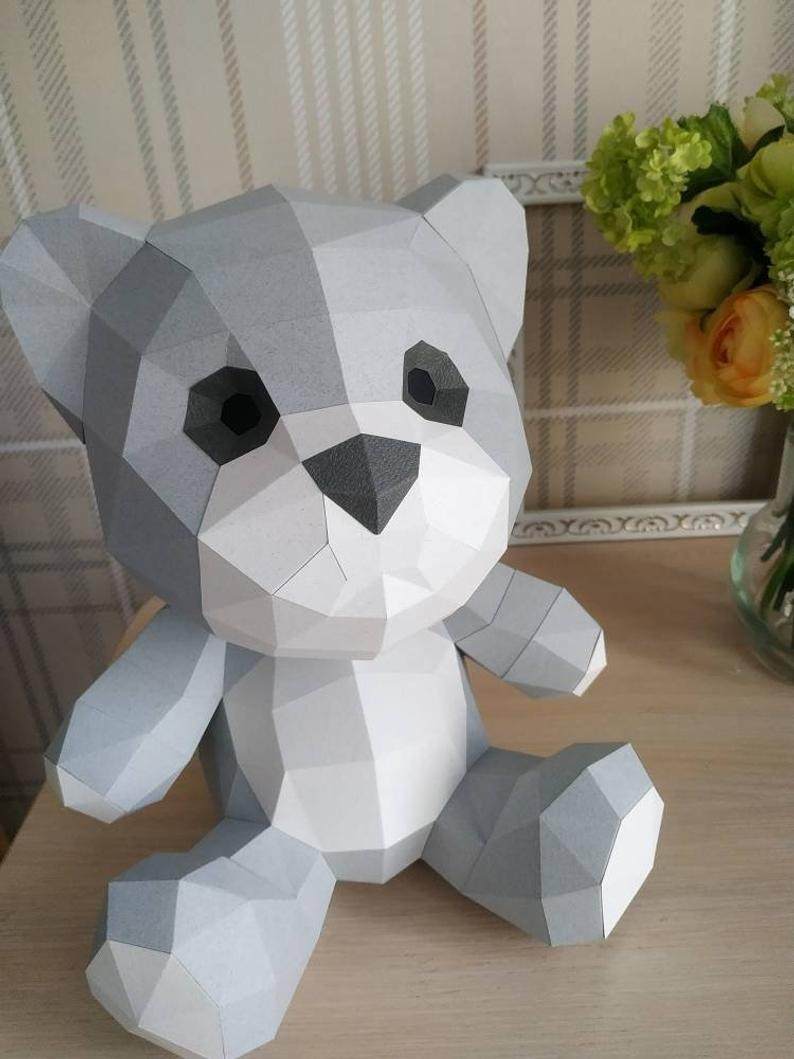 家居饰品熊猫几何折纸3d模型雕刻立体构成diy其他类型纸模