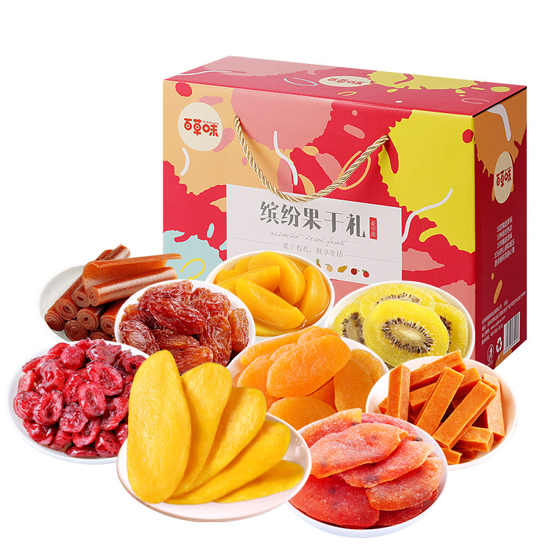 百草缤纷水果干礼1388g芒果蜜饯零食大礼包礼盒芒果干