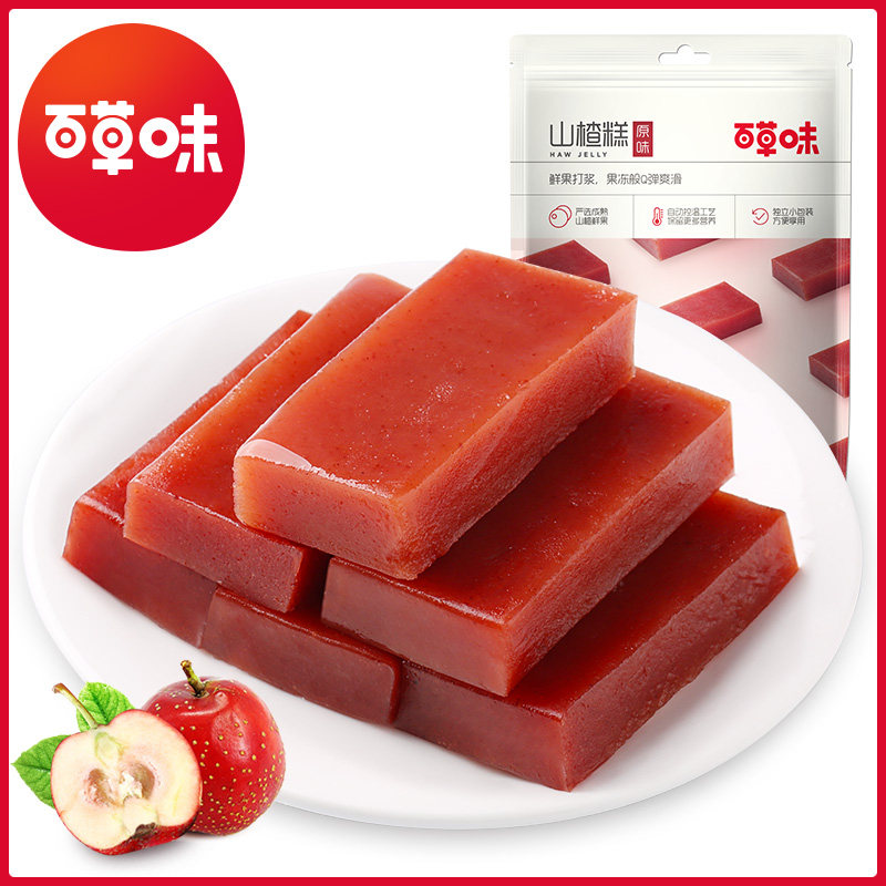 【百草味-山楂糕208x2袋】儿童蜜饯果脯小零食 山楂干片卷条