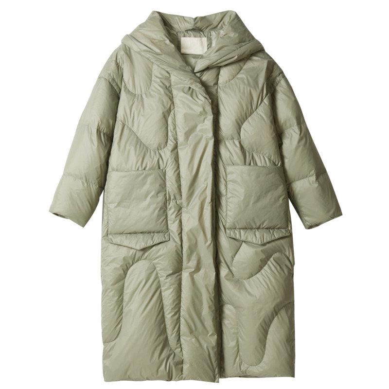 古木夕羊gmxy2019冬季女装新品抽绳加厚设计过膝长款羽绒服外套