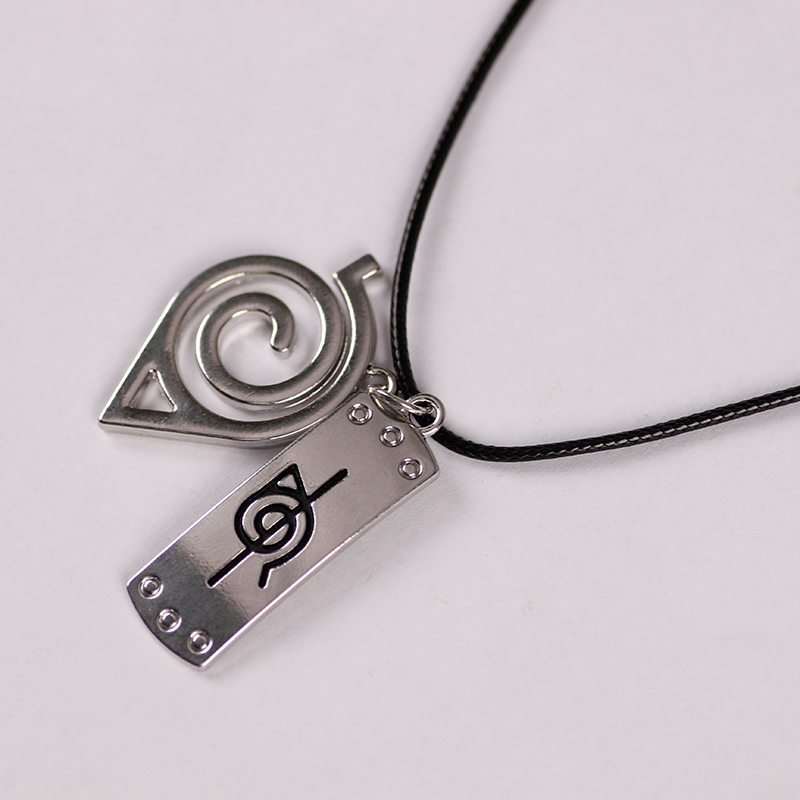 日韩动漫周边火影忍者木叶叛忍护额标志双牌吊坠皮绳项链