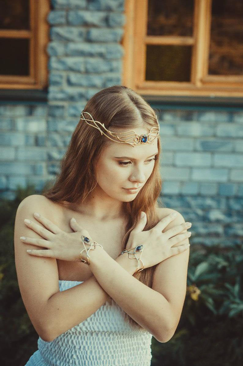 海外代购elven手作精灵花丝王冠婚礼主题派对皇冠配饰