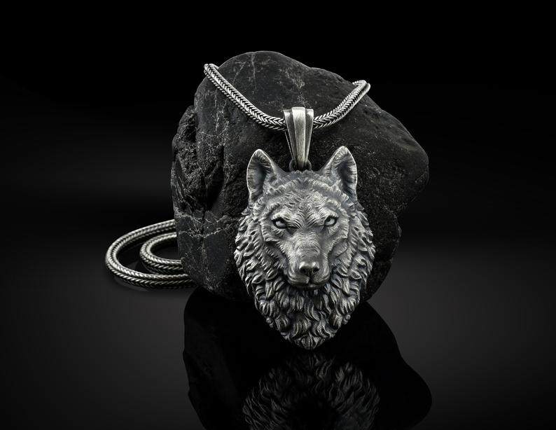 土耳其代购wolf手作复古野狼银色动物氧化纯银项链定制