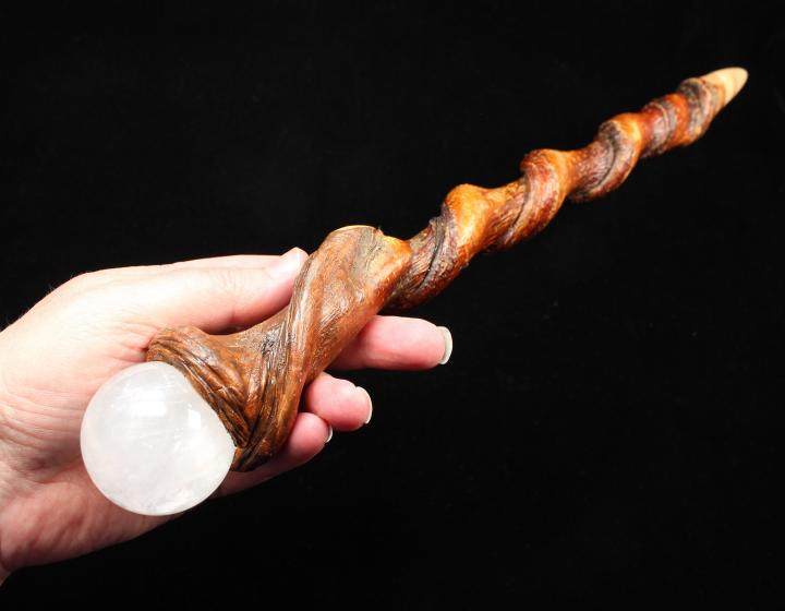 magic魔杖魔法棒木质水晶石水晶石英扭曲迷人手作cosplay配件