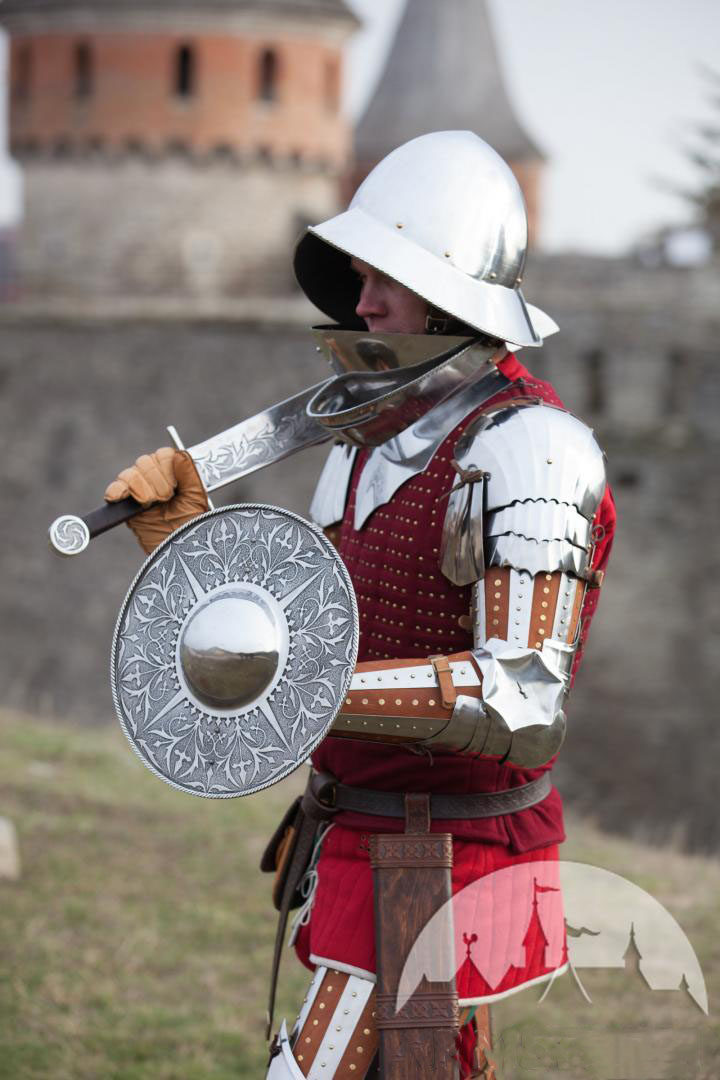 乌克兰代购shield手作中世纪战斗圆盾不锈钢蚀刻花纹其它