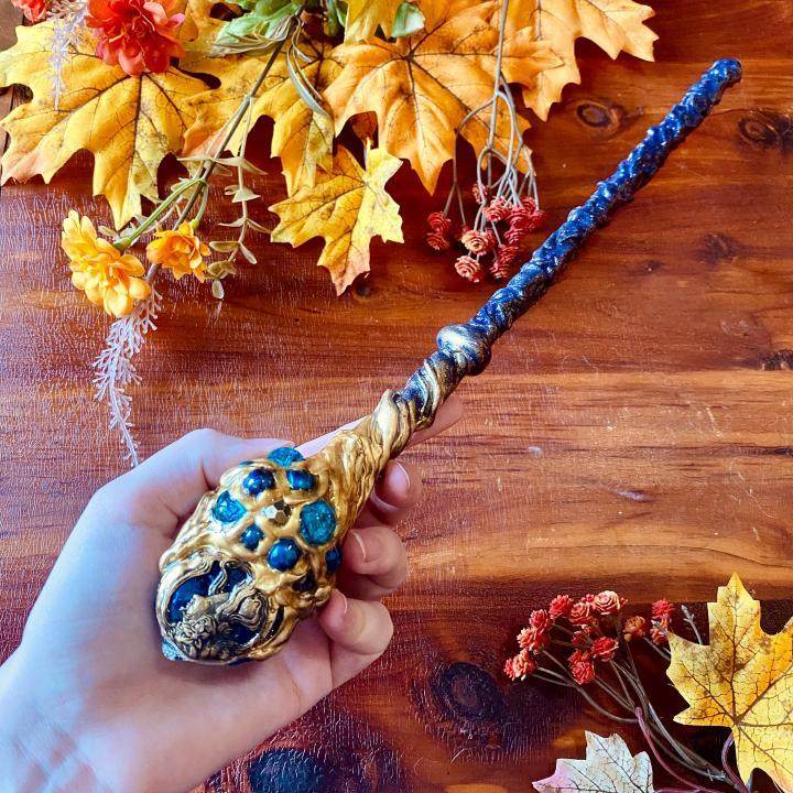 美国代购nouveau手作华丽艺术风格木头手杖蓝色美人鱼魔杖其它