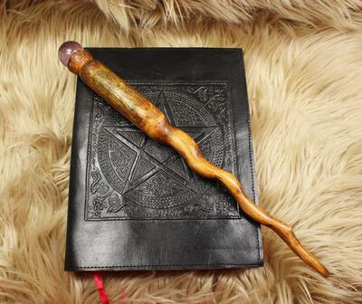 英国代购wand手作森林桦木紫水晶法术铸造威肯异教徒德鲁伊魔杖其它