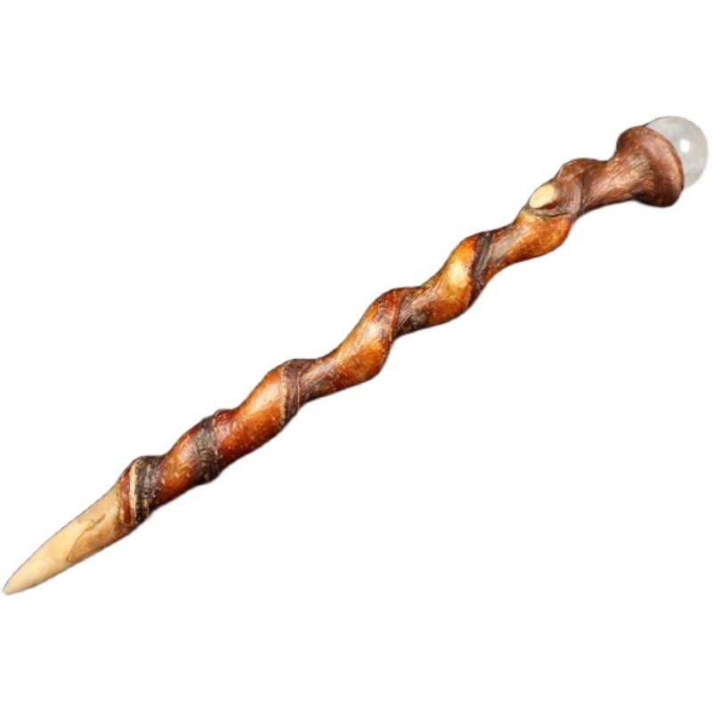 magic魔杖魔法棒木质水晶石水晶石英扭曲迷人手作cosplay配件