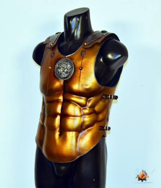 西班牙代购elegant手作复古罗马皮革肌肉青铜盔甲cosplay配件