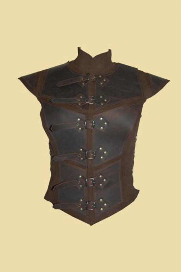 德国代购jerkin手作复古中世纪猎装性感棕色皮革服饰