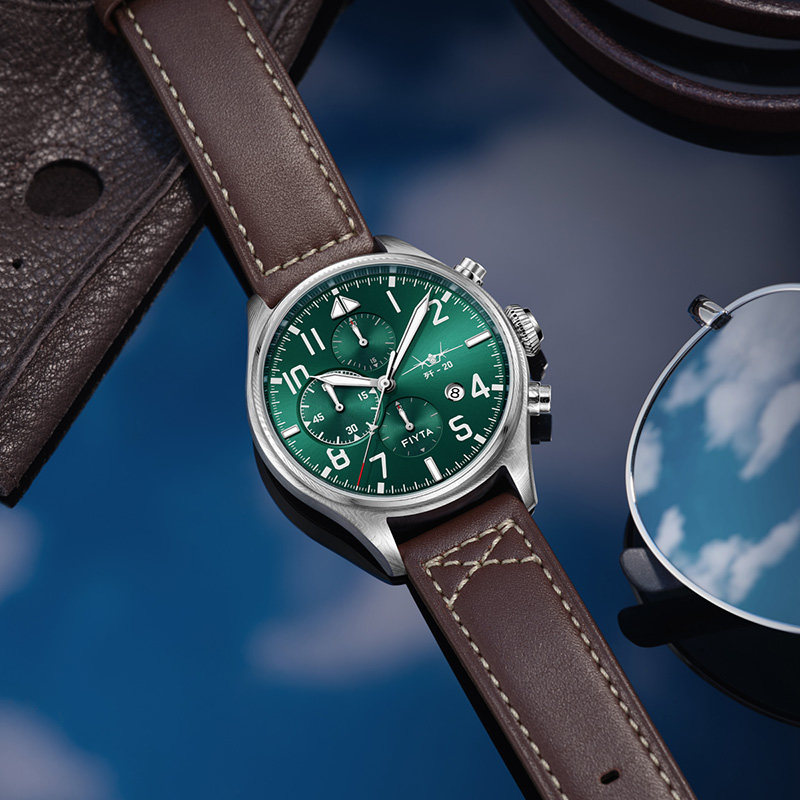 飞亚达马赫系列歼20十周年限量款机械表手表男大马士革钢绿盘新品