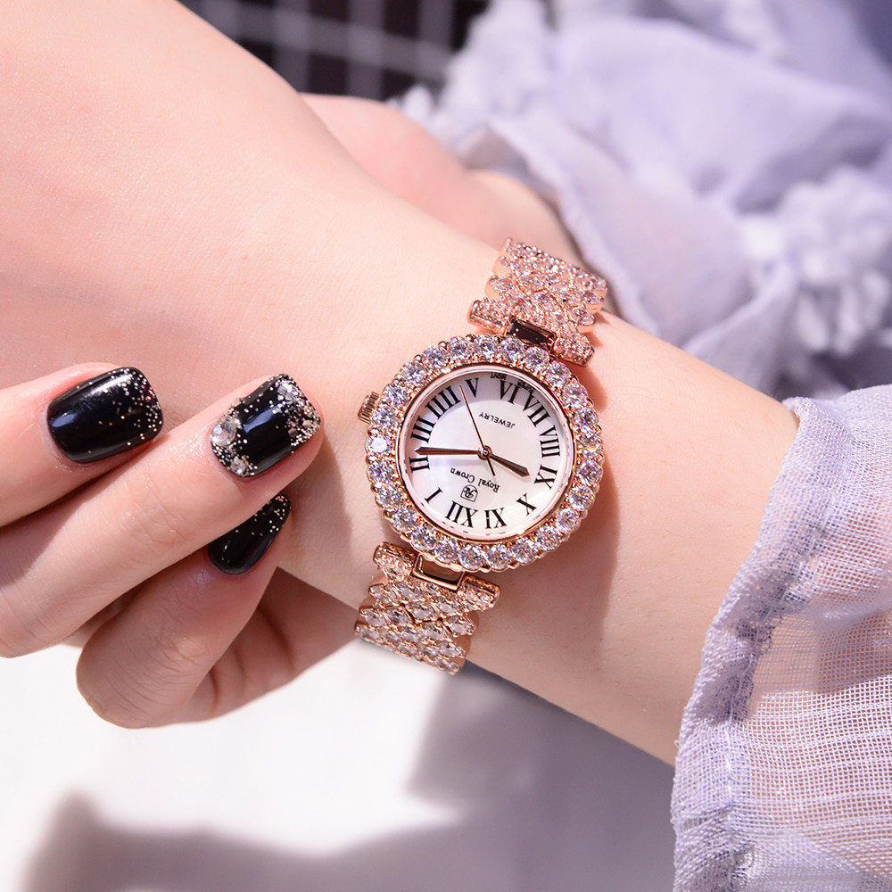 2019年新款时尚潮流奢华满钻女表气质防水镶钻大气腕表手链手表女