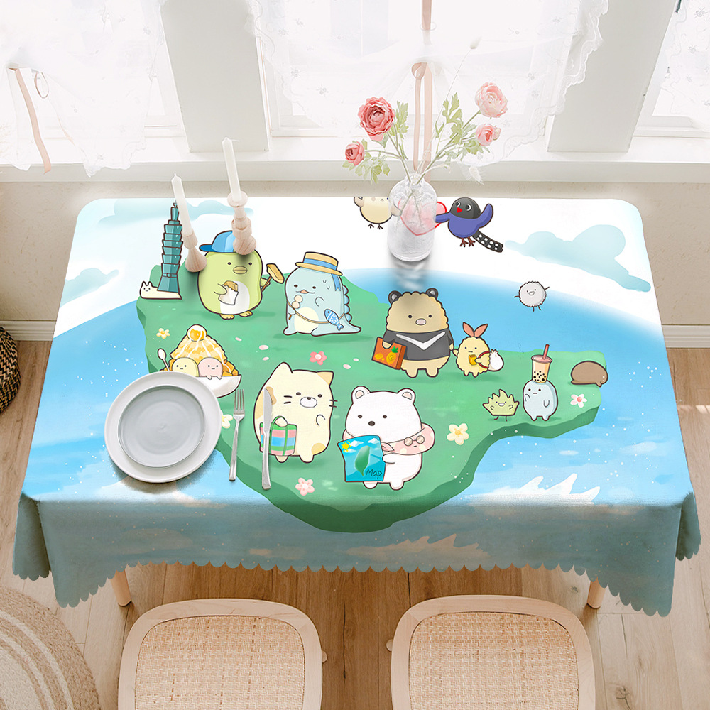 日式卡通儿童房可爱萌少女心防水耐脏餐桌布桌布