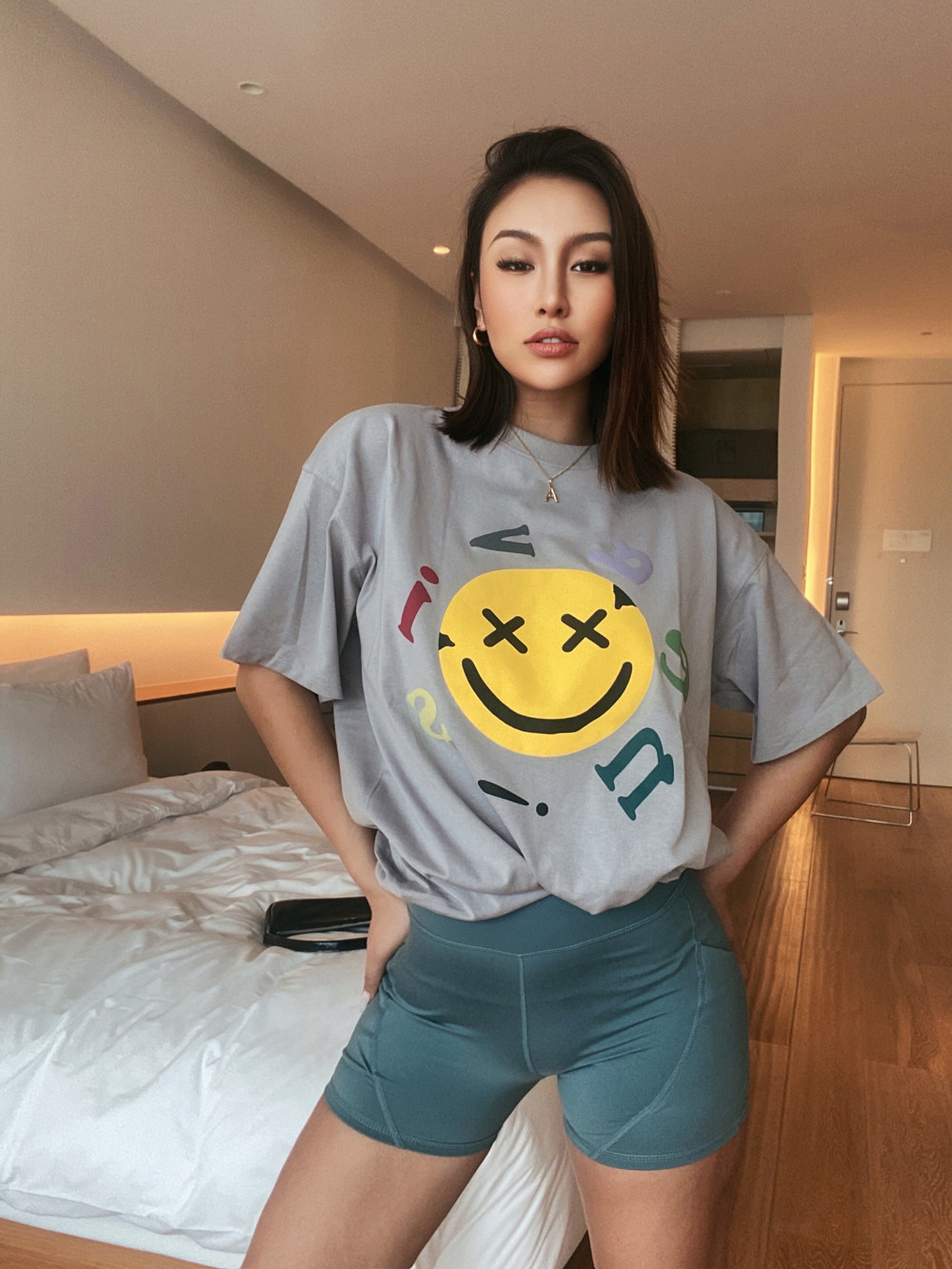 美国潮牌街头travisscott笑脸发泡印花宽松男女t恤