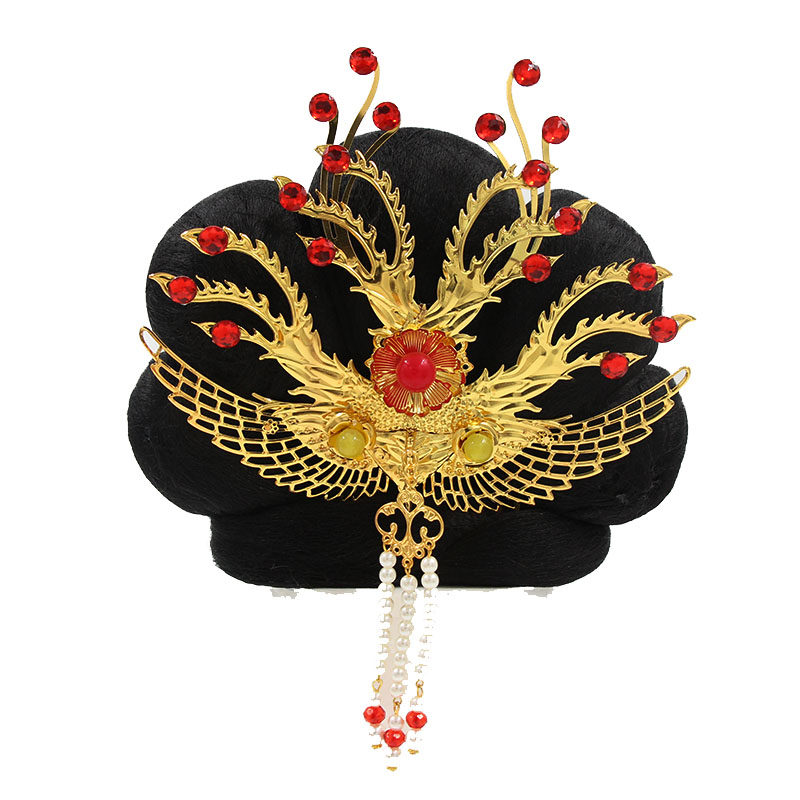 古装古风造型汉服襦裙大唐盛唐女儿贵妃扇形发包