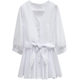 Autumn and winter Korean Fan loose lantern sleeve waist long-sleeved white shirt female temperament V-neck T-shirt design sense effort Hong Kong flavor Autumn and winter Korean Fan loose lantern sleeve waist long-sleeved white shirt female temperament V-neck T-shirt design sense effort Hong Kong flavor