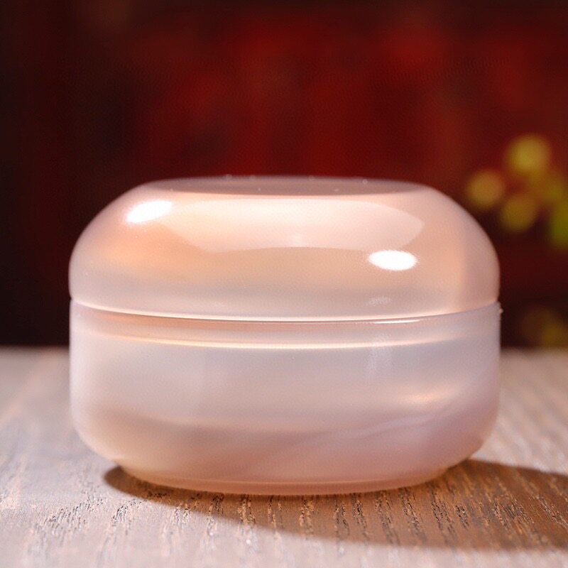 促销巴西红料玛瑙胭脂香粉粉盒手工雕刻玉髓摆件