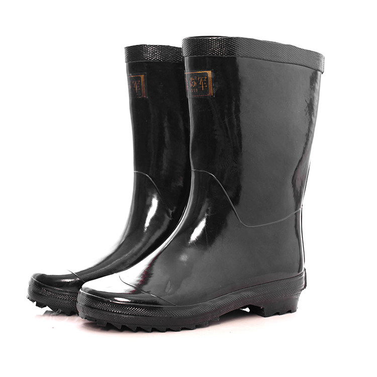 正品3539雄军水靴雨鞋女中筒雨靴低帮防滑胶鞋黑橡胶工农雨靴