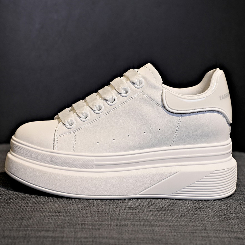 增高女鞋8cm秋天鞋子子女2022新款真皮厚底时尚休闲鞋