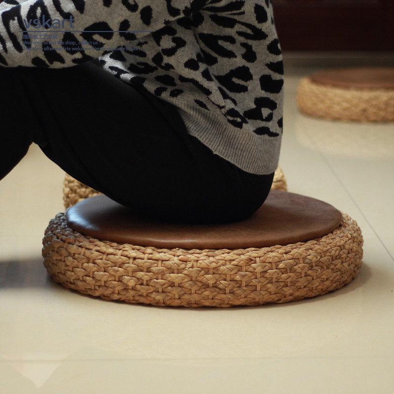 坐垫藤编蒲团榻榻米拜佛茶道草垫子日式加厚家用蒲团