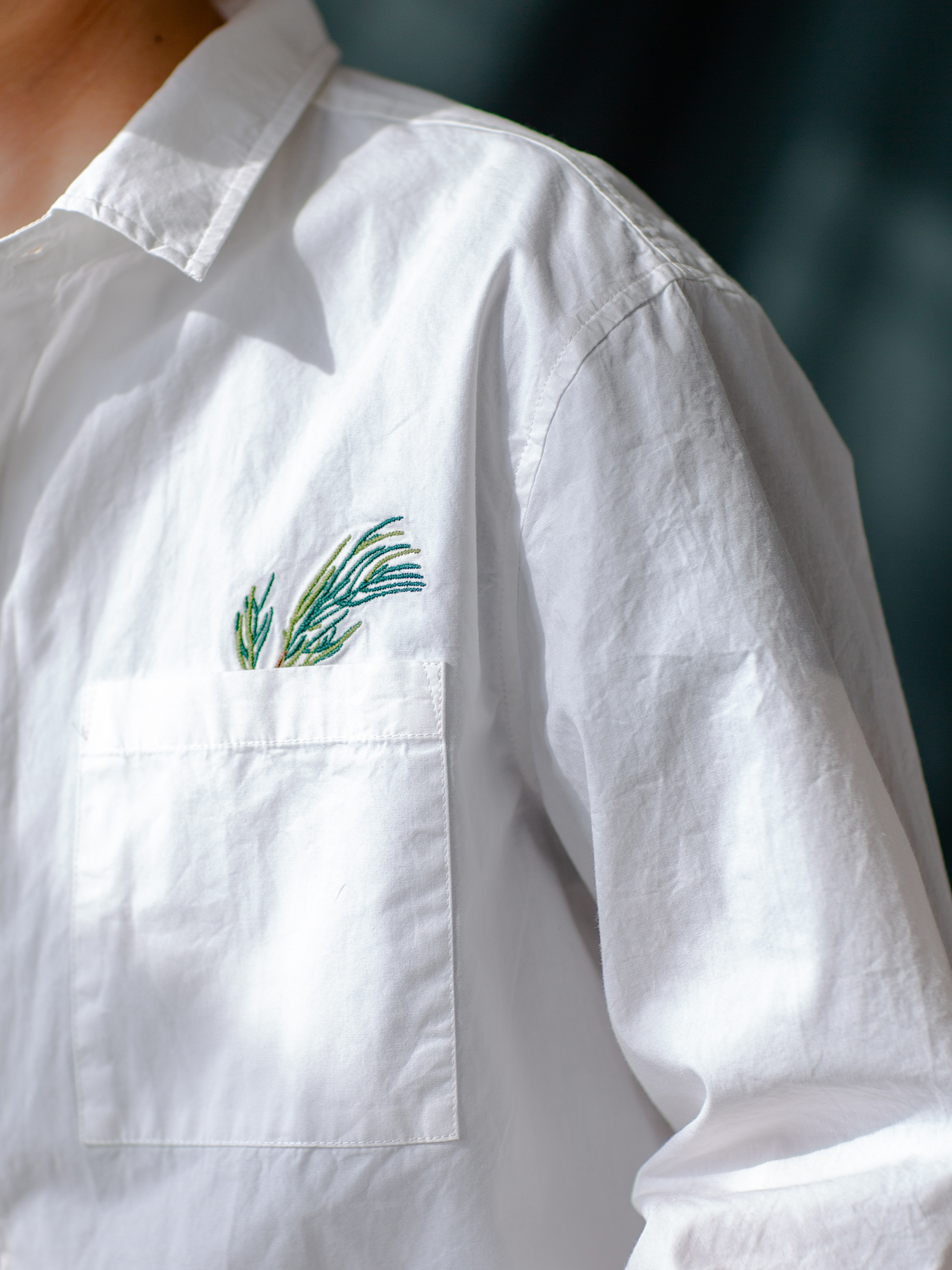 清白之年 左上角绣着柏枝的衬衫