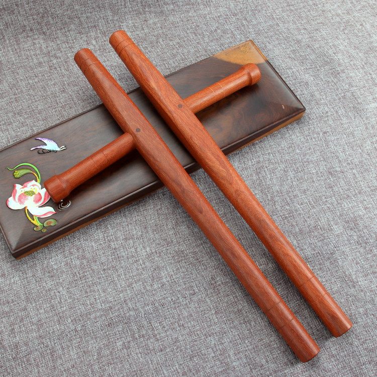 紫檀浮萍防身保安丁字双拐花梨武术拐子拐棍t型棍