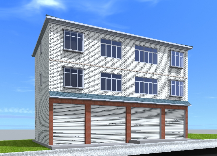16x10三层实用临街门面新农村自建房建筑施工结构图cad套房效果图