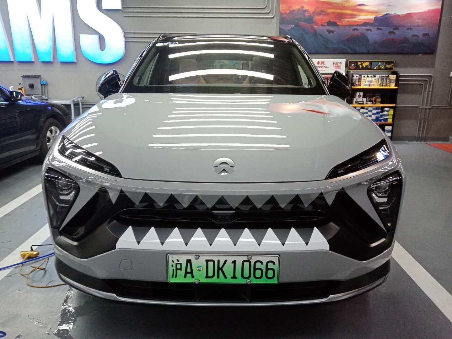 装饰适用蔚来es6鲨鱼车贴拉花ec6车头改装汽车装饰贴