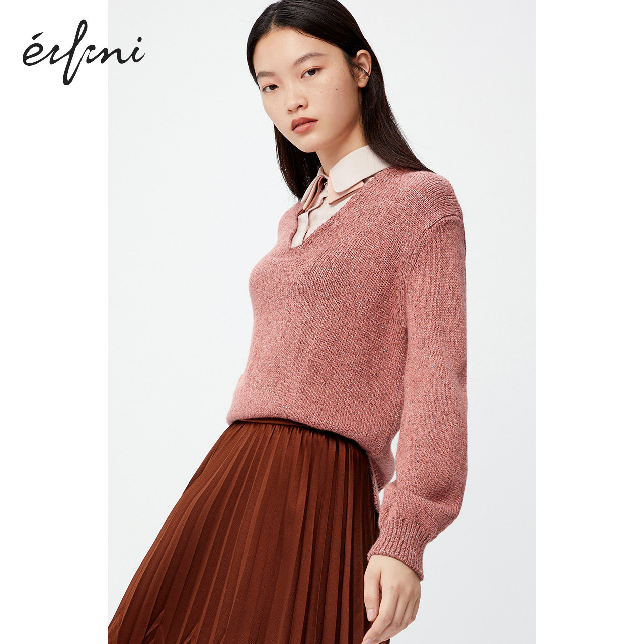 商场同款伊芙丽2020新款冬装韩版宽松针织衫1ba432141毛针织衫