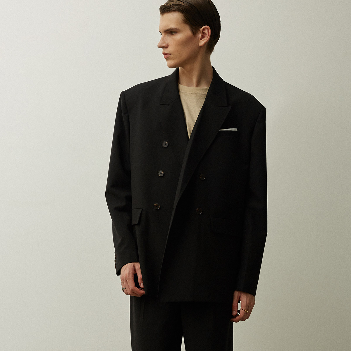 astaroth黑色宽肩oversize廓形西装男女宽松西服