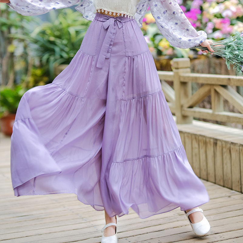 花间紫霞仙子仙气飘飘紫色仙女裙裤夏季清凉休闲裤