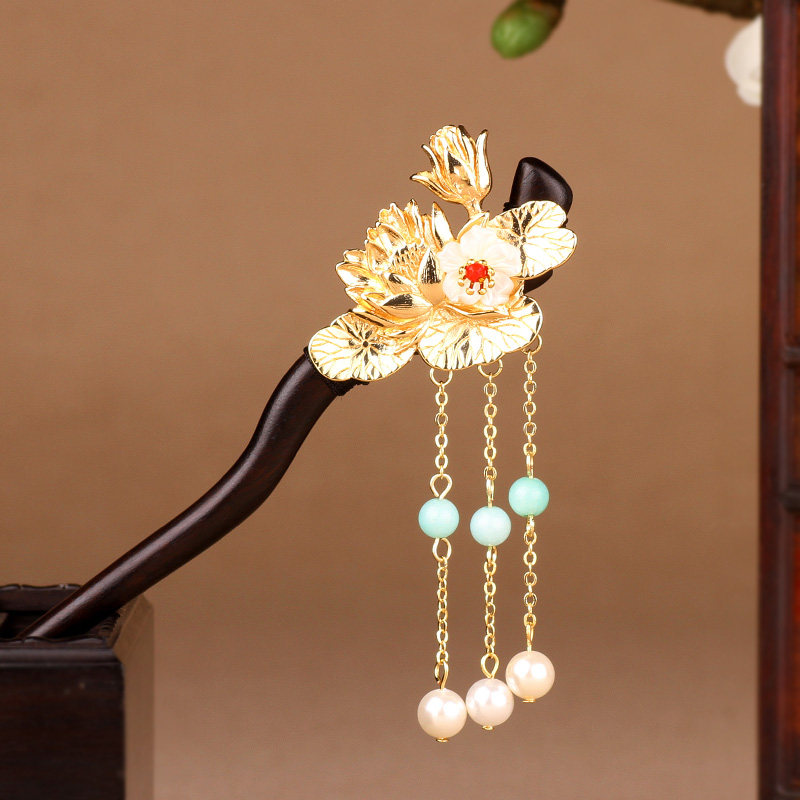 古风珠钗汉服头饰木簪古典步摇发簪盘发流苏发饰