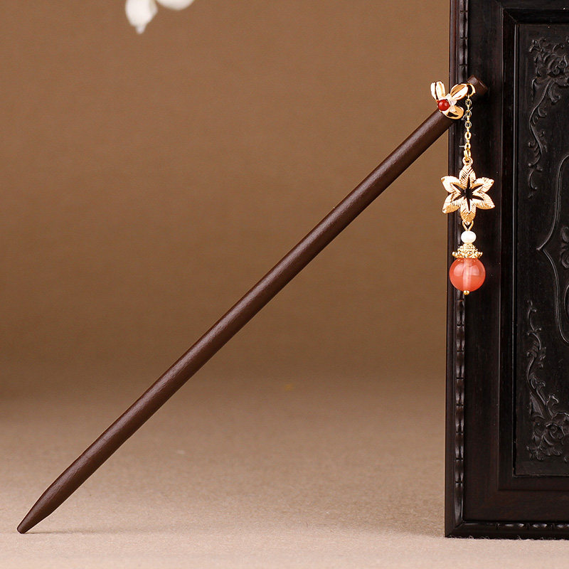 发钗发簪女古典步摇饰品中国风古装头饰简约木簪子古风盘发发饰