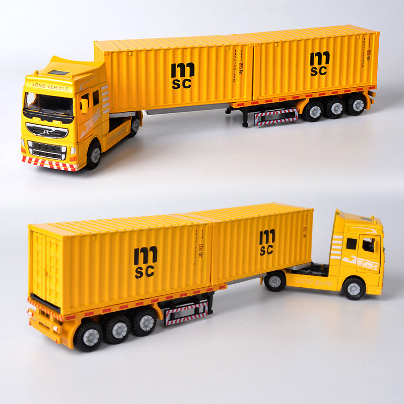 重型卡车地中海集装箱运输车双节货柜车仿真金属汽车模型合金车