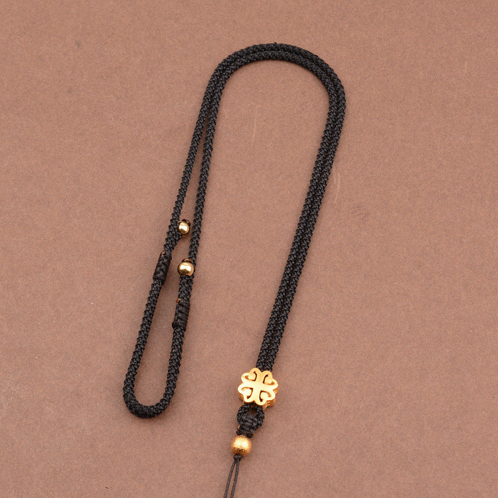 四叶草沙金手工编织吊坠挂绳男女项链绳子黄金绳