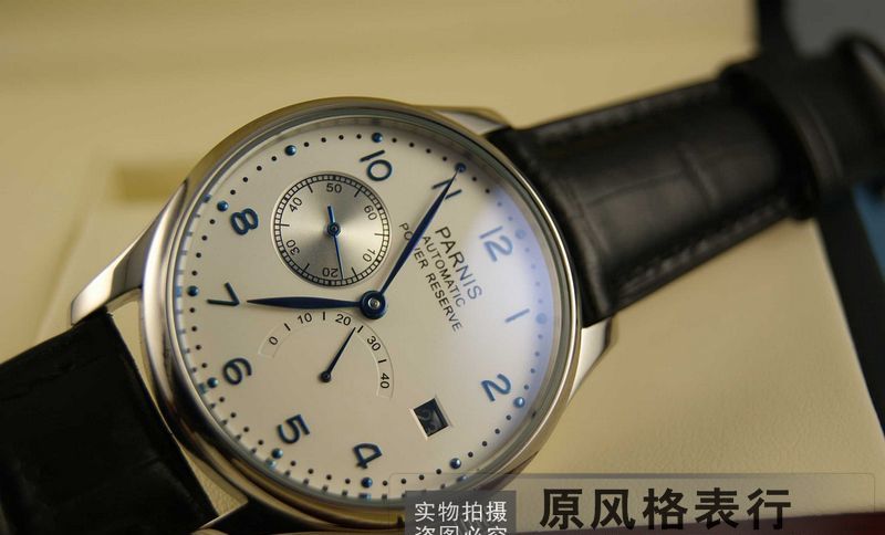 正品parnis/柏尼时海鸥机芯自动机械白面动显皮带休闲男表