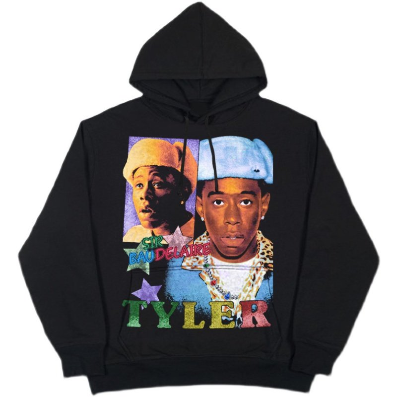 tylerthecreator嘻哈人像复古vintage说唱连帽卫衣帽衫