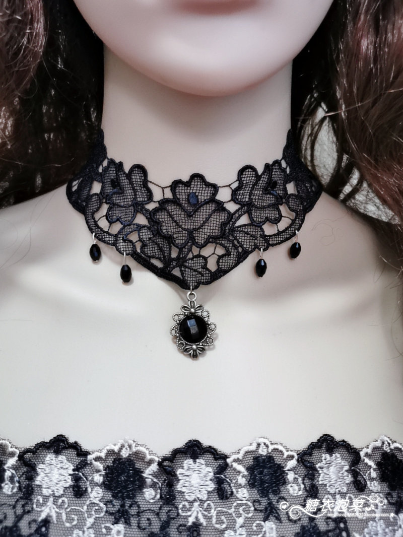 饰品颈带脖子新款蕾丝颈链欧美风明星配饰女玫项链