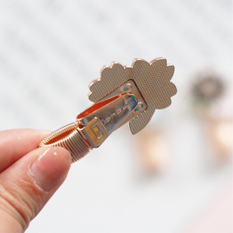 蓝果樱花弹性金属笔夹笔记本弹簧书签手账装饰笔插