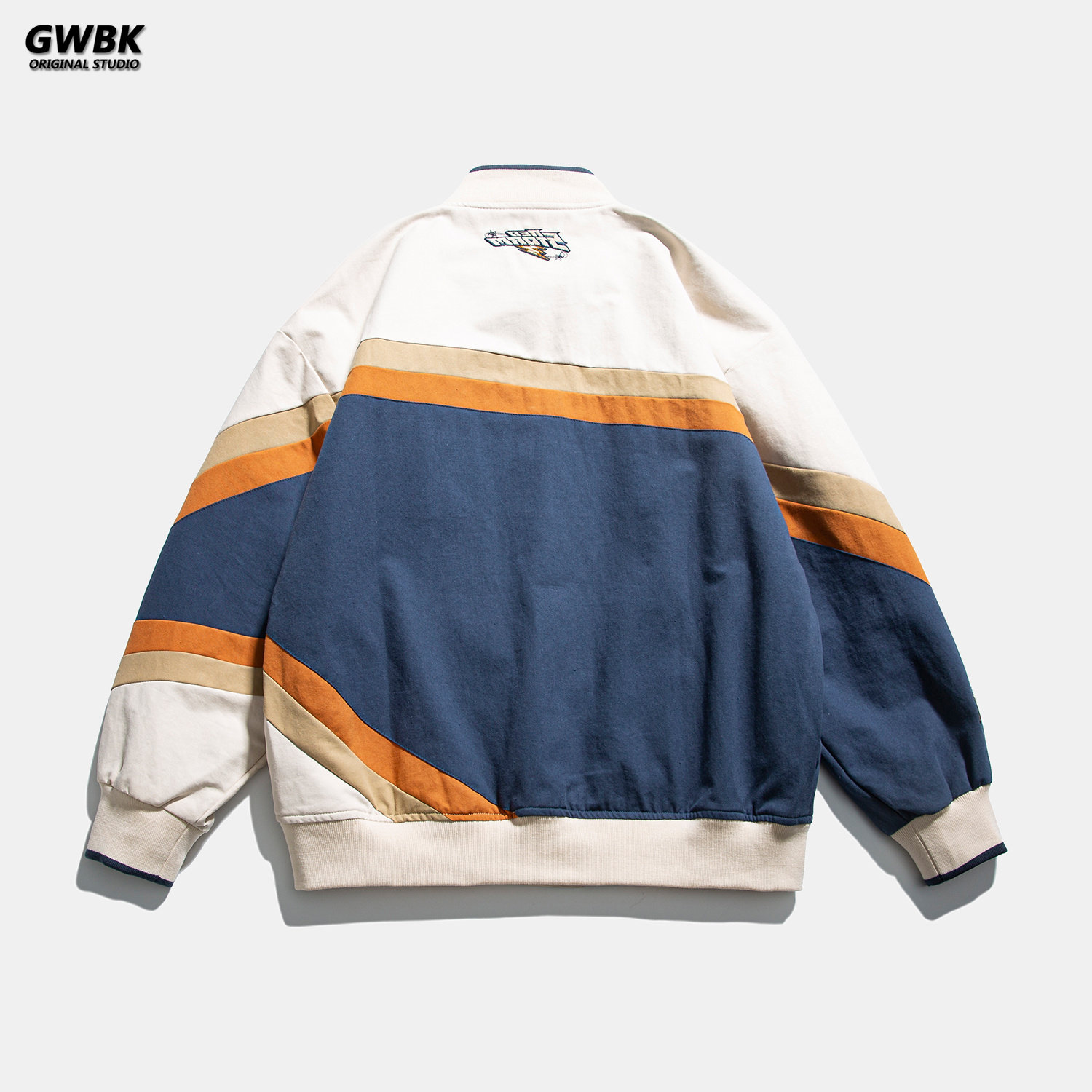 studioone美式潮牌学院风拼色刺绣字母棒球夹克男女夹克