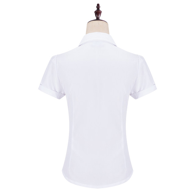 Business fitting body black and white shirt blouse lady V neck casual work business dress short sleeved summer shirt Business fitting body black and white shirt blouse lady V neck casual work business dress short sleeved summer shirt