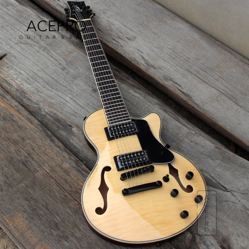 吉他爵士aceprogrote7弦电ad800木吉半空空心入门吉他电吉他