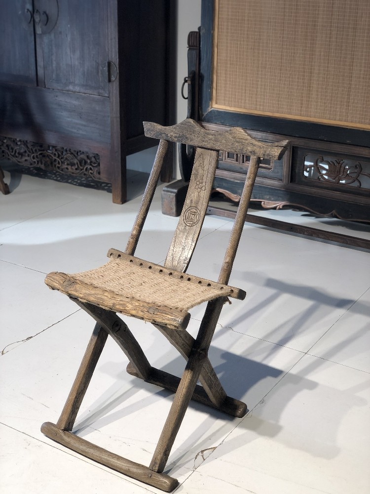 原木马扎凳子矮凳清代交椅老式休闲休闲椅椅子折叠凳