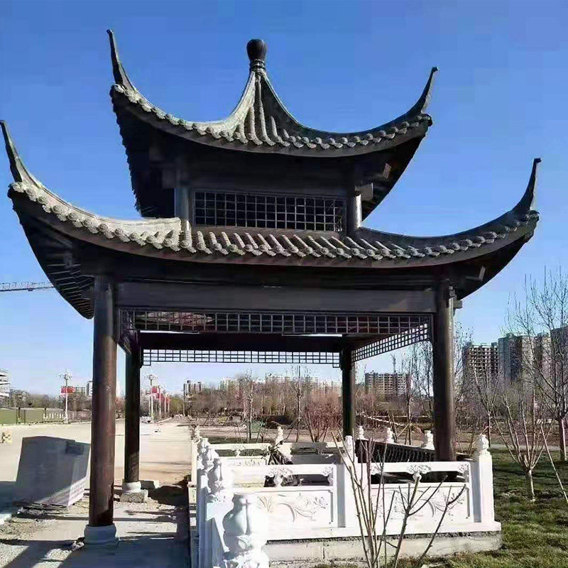 长廊户外四角六角八角亭子仿古碳化木防腐庭院别墅_双氙车灯改装网