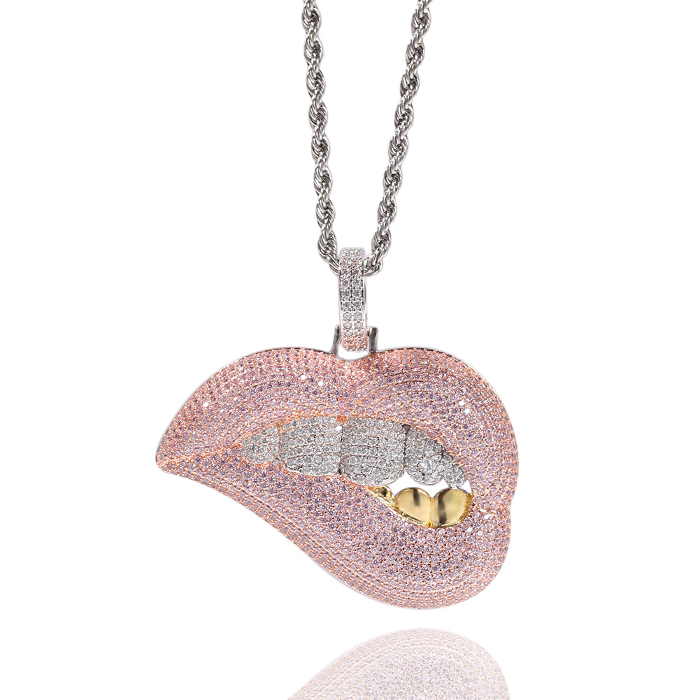 项链古萌饰品新款性感嘴唇嘻哈吊坠欧美美爆项坠