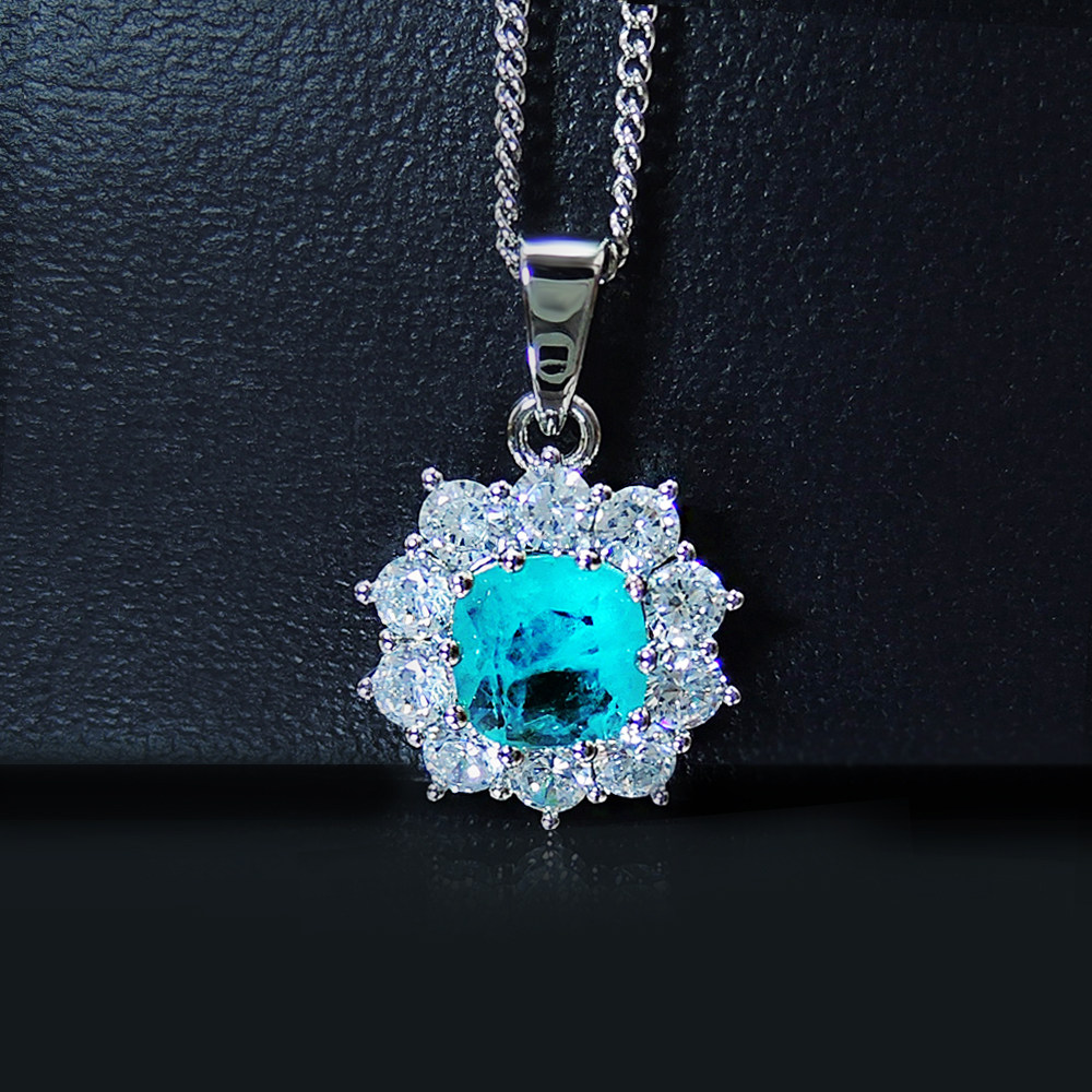 项链套装仿真帕拉伊巴吊坠欧美欧美时时尚复古围镶排项链